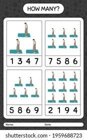 How many counting game with praying. worksheet for preschool kids, kids activity sheet, printable worksheet