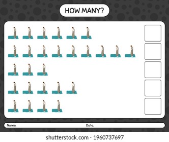 How many counting game with praying. worksheet for preschool kids, kids activity sheet, printable worksheet