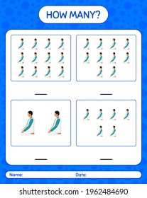 How many counting game with praying. worksheet for preschool kids, kids activity sheet, printable worksheet