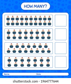 How many counting game with praying. worksheet for preschool kids, kids activity sheet, printable worksheet