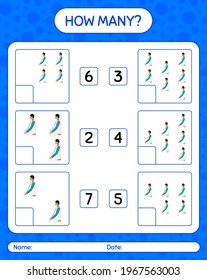 How many counting game with praying. worksheet for preschool kids, kids activity sheet, printable worksheet