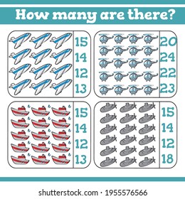 How many are there? Counting Game for Preschool Children. Count how many Educational a mathematical game. 