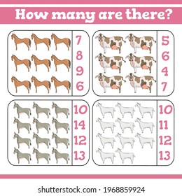 ¿Cuántos hay? Juego de conteo para niños de preescolar. Cuente cuántos juegos educativos son matemáticos. 