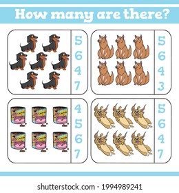 How many are there? Counting Game for Preschool Children. Count how many Educational a mathematical game. 