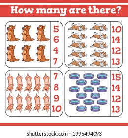 How many are there? Counting Game for Preschool Children. Count how many Educational a mathematical game. 