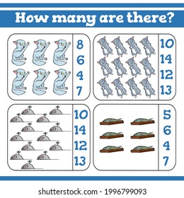 How many are there? Counting Game for Preschool Children. Count how many Educational a mathematical game. 
