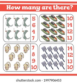 How many are there? Counting Game for Preschool Children. Count how many Educational a mathematical game. 