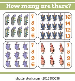 How many are there? Counting Game for Preschool Children. Count how many Educational a mathematical game. 