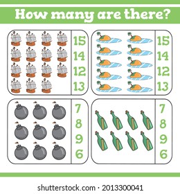 How many are there? Counting Game for Preschool Children. Count how many Educational a mathematical game. 