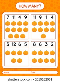 ¿Cuántos juegos de cuenta con calabaza? hoja de trabajo para niños de preescolar, hoja de actividades para niños, hoja de trabajo imprimible