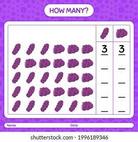 How many counting game with purple taewa. worksheet for preschool kids, kids activity sheet, printable worksheet