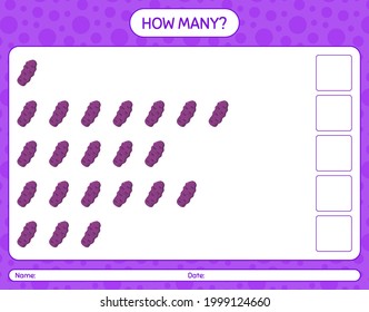 How many counting game with purple taewa. worksheet for preschool kids, kids activity sheet, printable worksheet