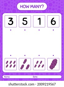 How many counting game with purple taewa. worksheet for preschool kids, kids activity sheet, printable worksheet
