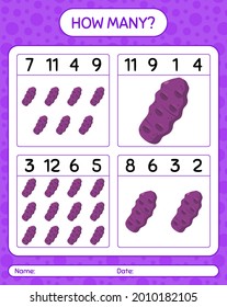 How many counting game with purple taewa. worksheet for preschool kids, kids activity sheet, printable worksheet