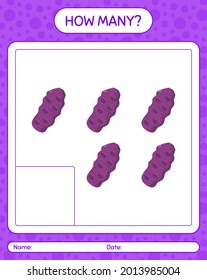How many counting game with purple taewa. worksheet for preschool kids, kids activity sheet, printable worksheet