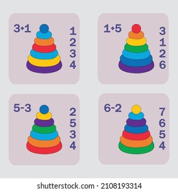 How many counting game with  pyramids. Preschool worksheet, kids activity sheet, printable worksheet