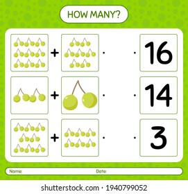 How many counting game with quenepa. worksheet for preschool kids, kids activity sheet, printable worksheet