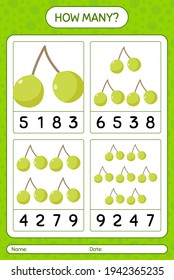 How many counting game with quenepa worksheet for preschool kids, kids activity sheet, printable worksheet