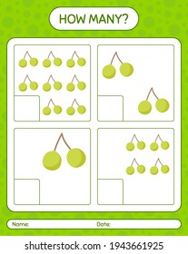 How many counting game with quenepa worksheet for preschool kids, kids activity sheet, printable worksheet