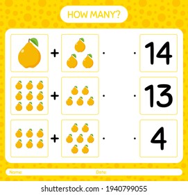 How many counting game with quince. worksheet for preschool kids, kids activity sheet, printable worksheet