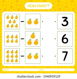 How many counting game with quince worksheet for preschool kids, kids activity sheet, printable worksheet