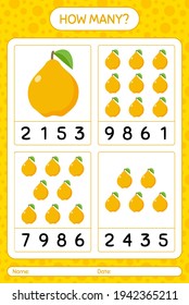 How many counting game with quince worksheet for preschool kids, kids activity sheet, printable worksheet