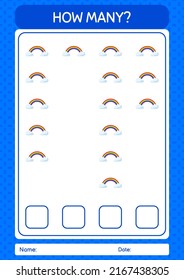 How many counting game with rainbow. worksheet for preschool kids, kids activity sheet