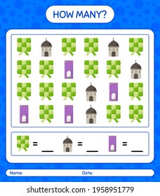 How many counting game with ramadan icon. worksheet for preschool kids, kids activity sheet, printable worksheet