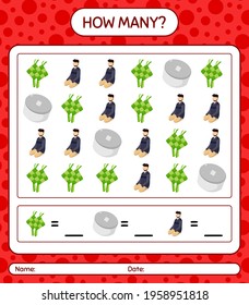How many counting game with ramadan icon. worksheet for preschool kids, kids activity sheet, printable worksheet
