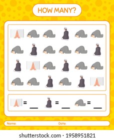 How many counting game with ramadan icon. worksheet for preschool kids, kids activity sheet, printable worksheet