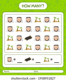 How many counting game with ramadan icon. worksheet for preschool kids, kids activity sheet, printable worksheet