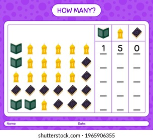 How many counting game with ramadan icon. worksheet for preschool kids, kids activity sheet, printable worksheet