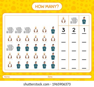 How many counting game with ramadan icon. worksheet for preschool kids, kids activity sheet, printable worksheet