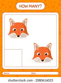 How many counting game with red fox. worksheet for preschool kids, kids activity sheet