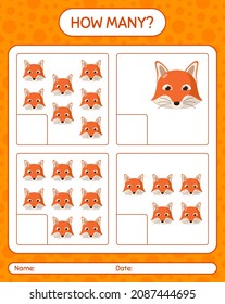 Cuántos de los juegos de conteo con zorro rojo. hoja de trabajo para niños de preescolar, hoja de actividades para niños