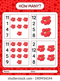 How many counting game with redberry. worksheet for preschool kids, kids activity sheet, printable worksheet