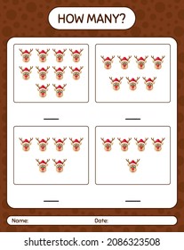 How many counting game with reindeer. worksheet for preschool kids, kids activity sheet