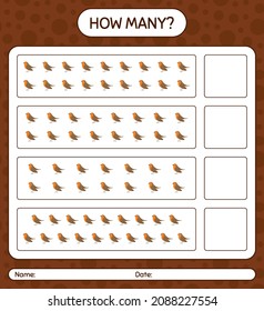How many counting game with robin bird. worksheet for preschool kids, kids activity sheet