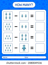 How many counting game with robot toy. worksheet for preschool kids, kids activity sheet