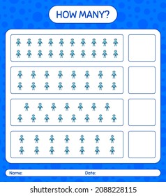 How many counting game with robot toy. worksheet for preschool kids, kids activity sheet