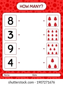 How many counting game with rose apple. worksheet for preschool kids, kids activity sheet, printable worksheet