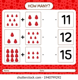 How many counting game with rose apple. worksheet for preschool kids, kids activity sheet, printable worksheet