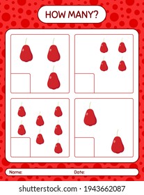 Cuántos juegos de cómputo con hoja de cálculo de manzana rosa para niños de preescolar, hoja de actividades para niños, hoja de cálculo imprimible