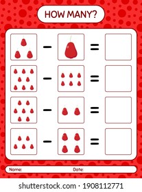 How many counting game roseapple. worksheet for preschool kids, kids activity sheet, printable worksheet