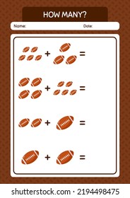 How many counting game with rugbyball. worksheet for preschool kids, kids activity sheet