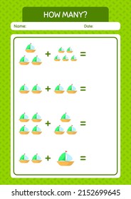 How many counting game with sailing boat. worksheet for preschool kids, kids activity sheet