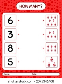 How many counting game with , santa claus. worksheet for preschool kids, kids activity sheet