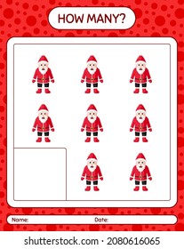 How many counting game with , santa claus. worksheet for preschool kids, kids activity sheet