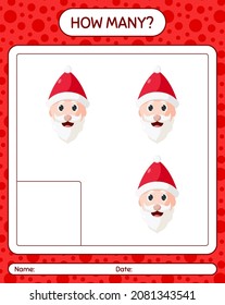 Wie viele zählen Spiel mit , Santa Claus. Arbeitsblatt für Vorschulkinder, Kinderaktivität