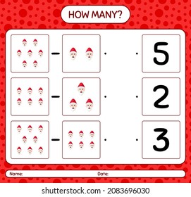 How many counting game with , santa claus. worksheet for preschool kids, kids activity sheet